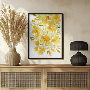 Watercolor California poppies quad 3 Poster