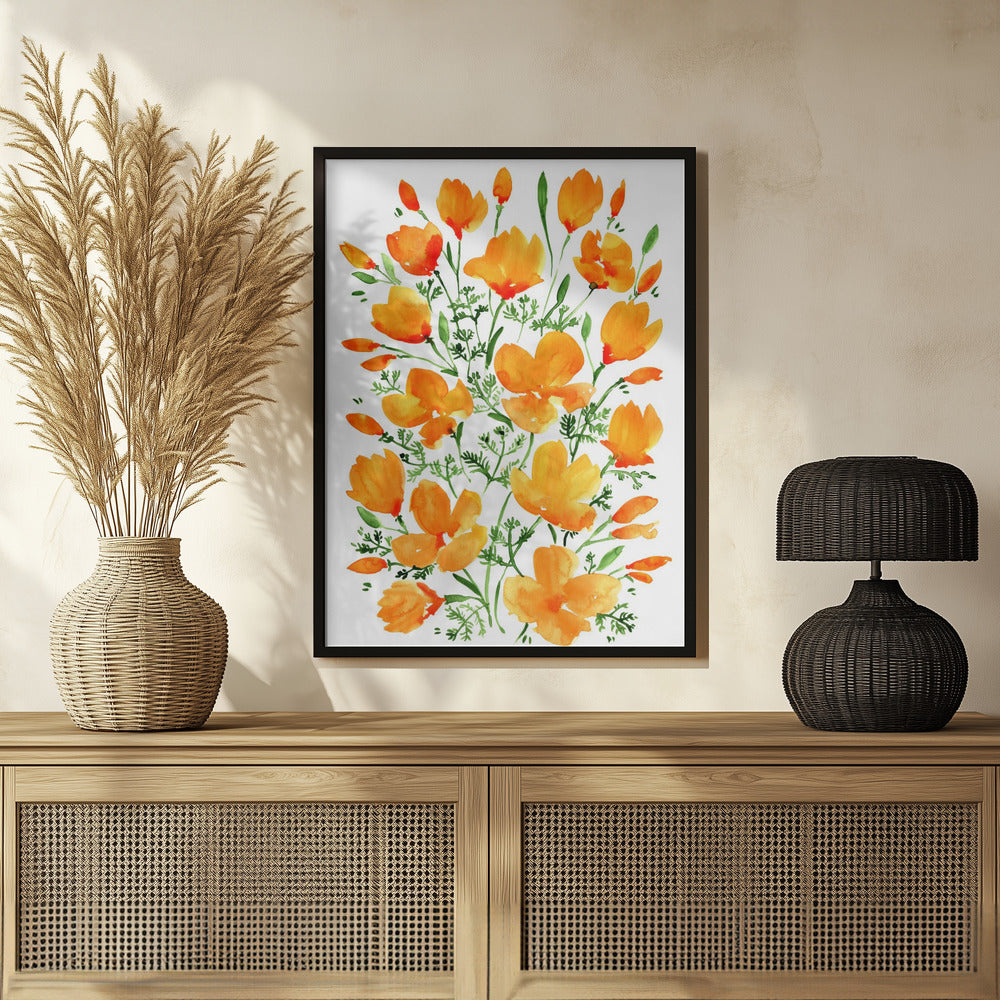 Watercolor California poppies Poster