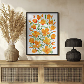 Watercolor California poppies Poster