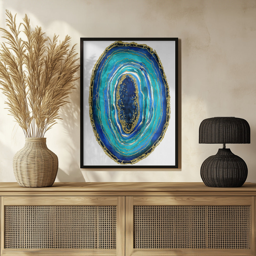 Turquoise and blue geode Poster