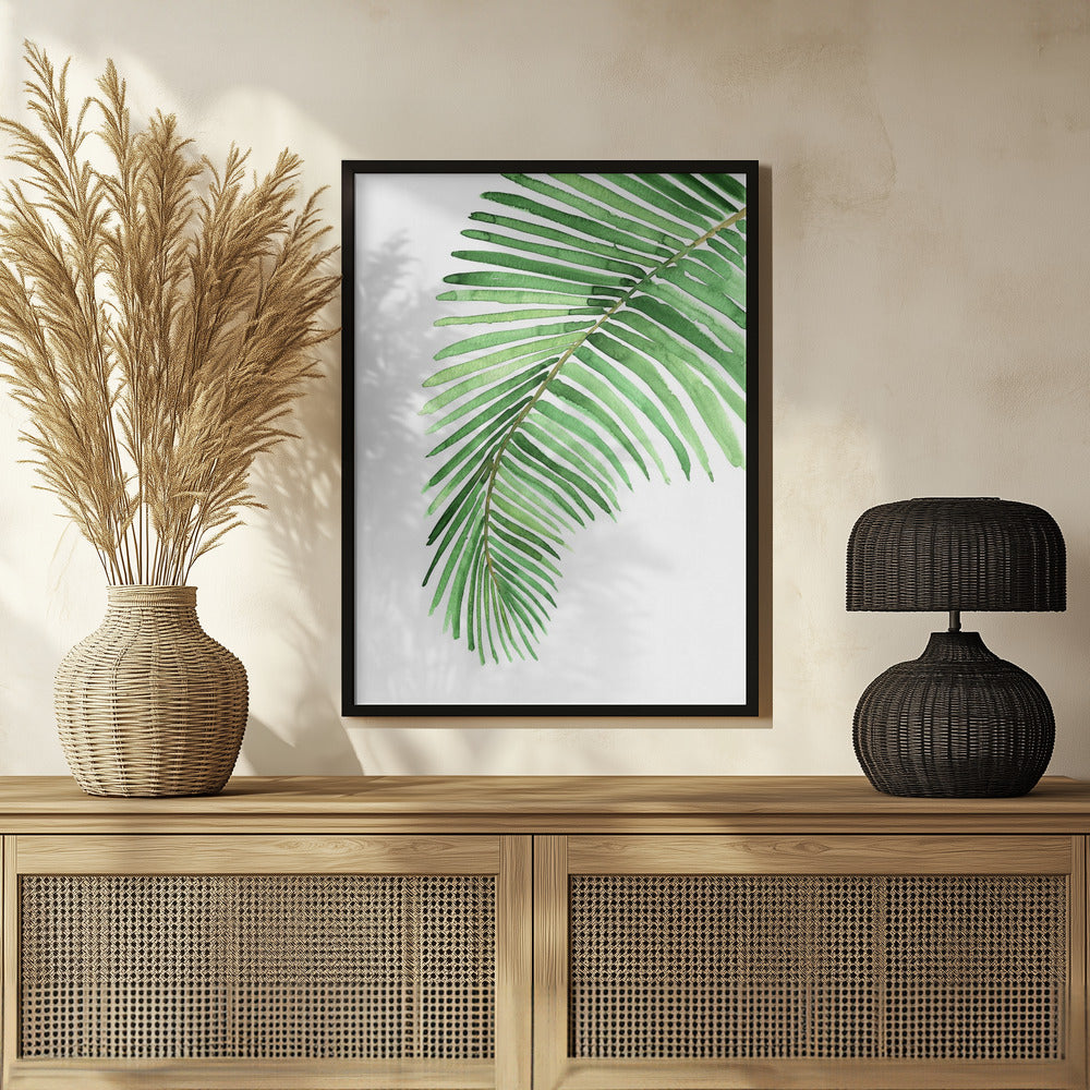 Palm leaf in loose watercolor Poster