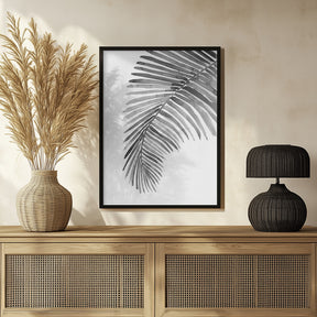 Palm leaf in loose watercolor Black and White Poster