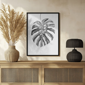 Black and White Monstera Leaf Poster