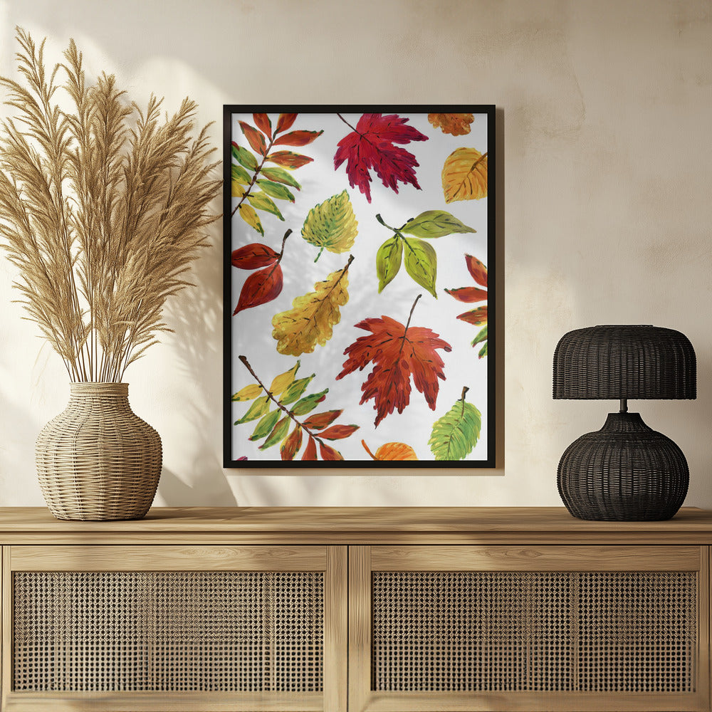 Painterly fall leaves Poster