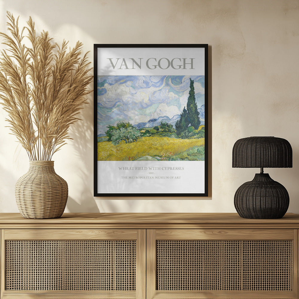 Wheat Field With Cypresses Poster