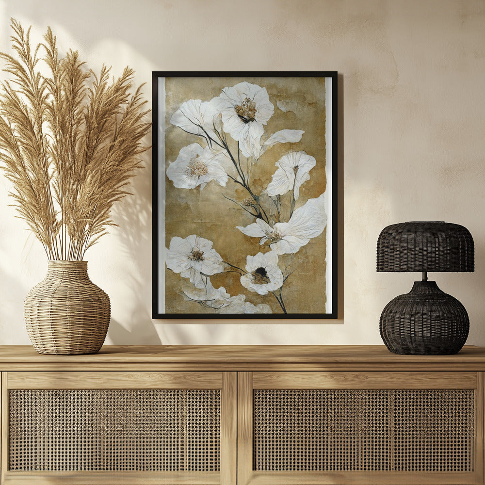 White Dry Flowers Poster