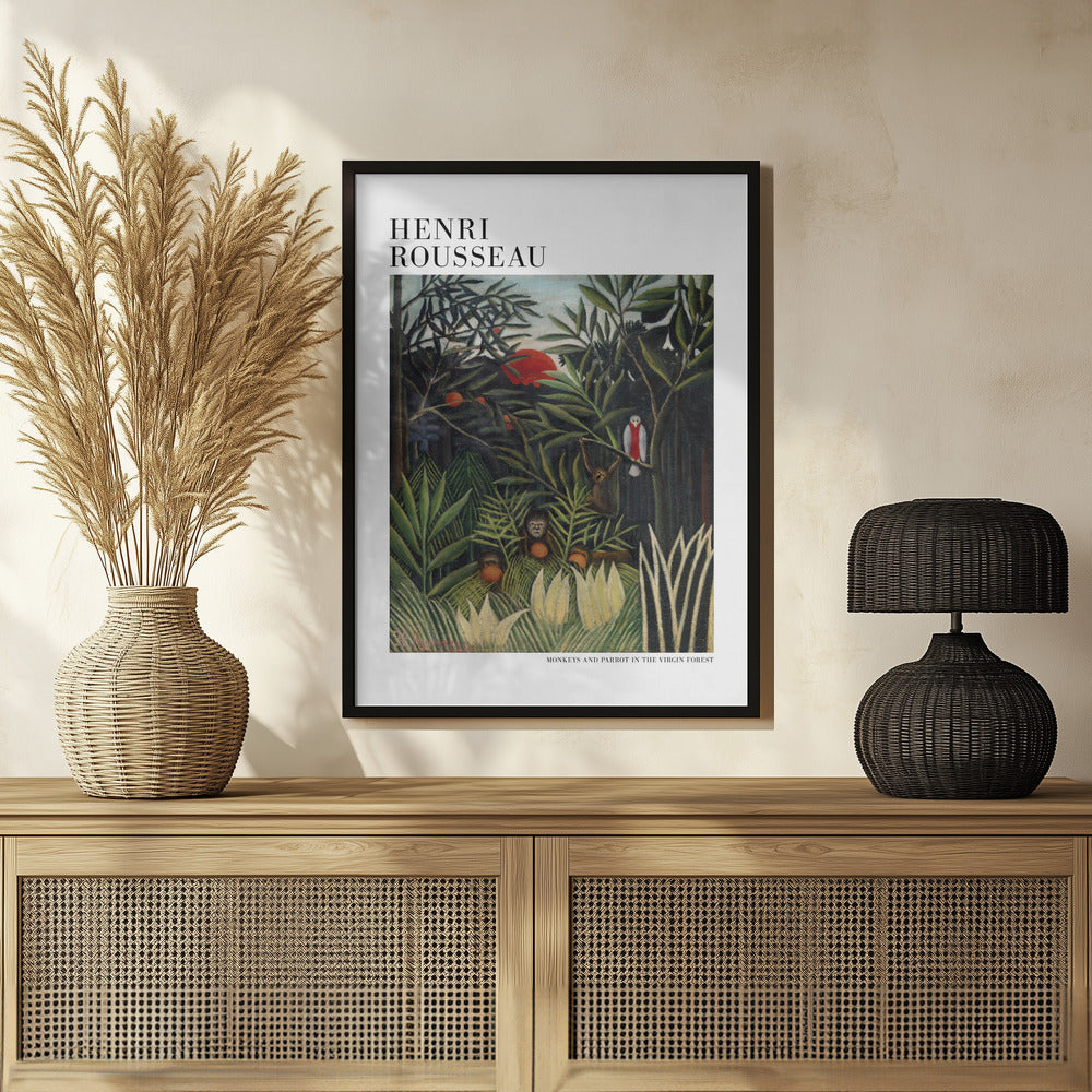 Monkeys And Parrot In The Virgin Forest Poster