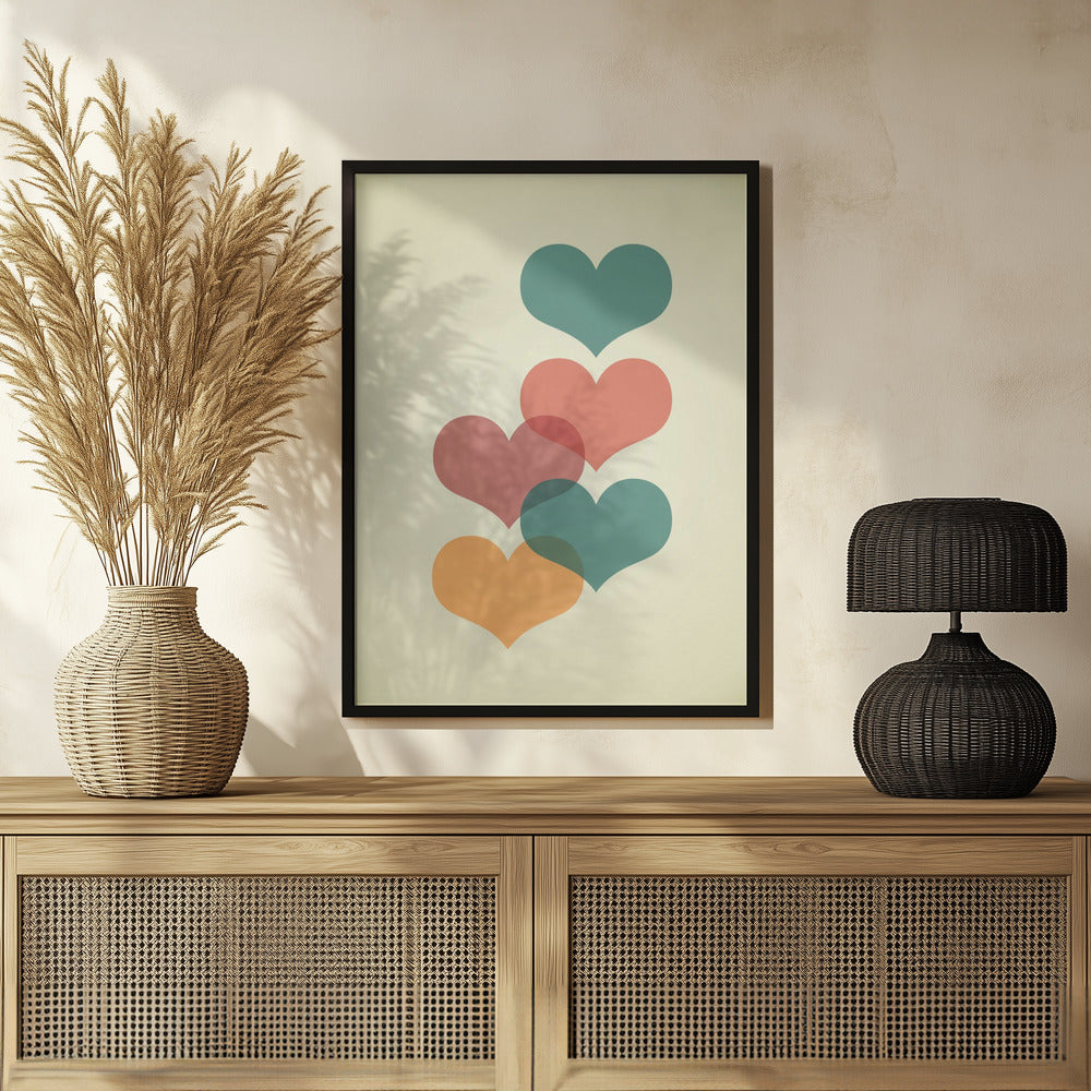 Mid century hearts I Poster