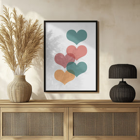 Mid century hearts Poster