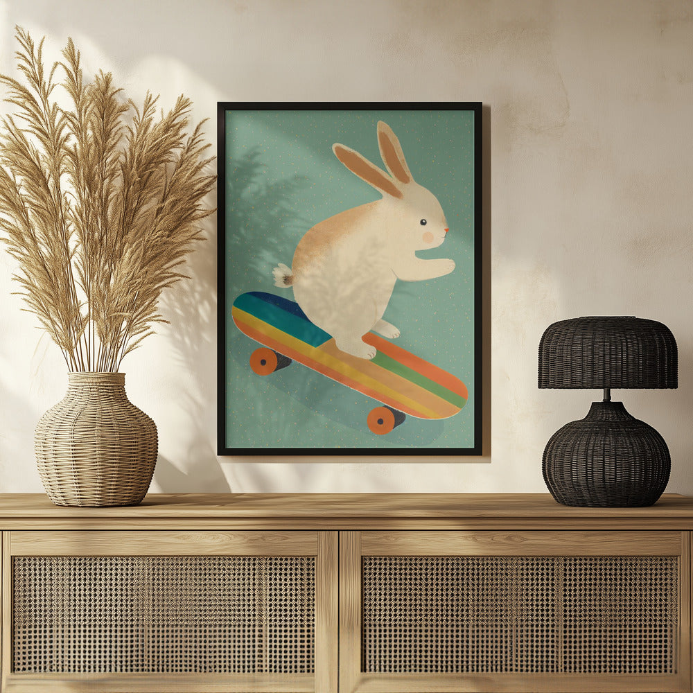 Bunny On Skateboard Poster