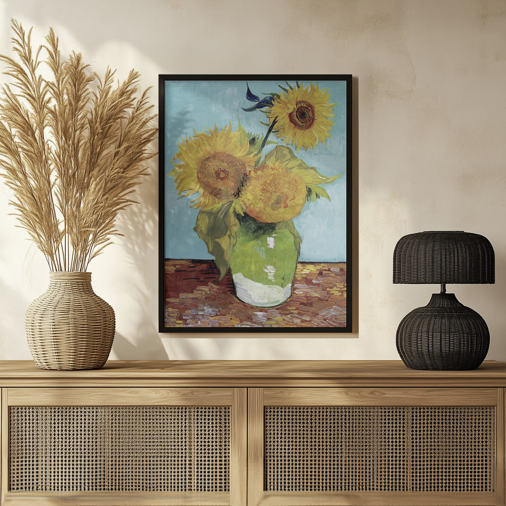 Vase With Three Sunflowers Poster