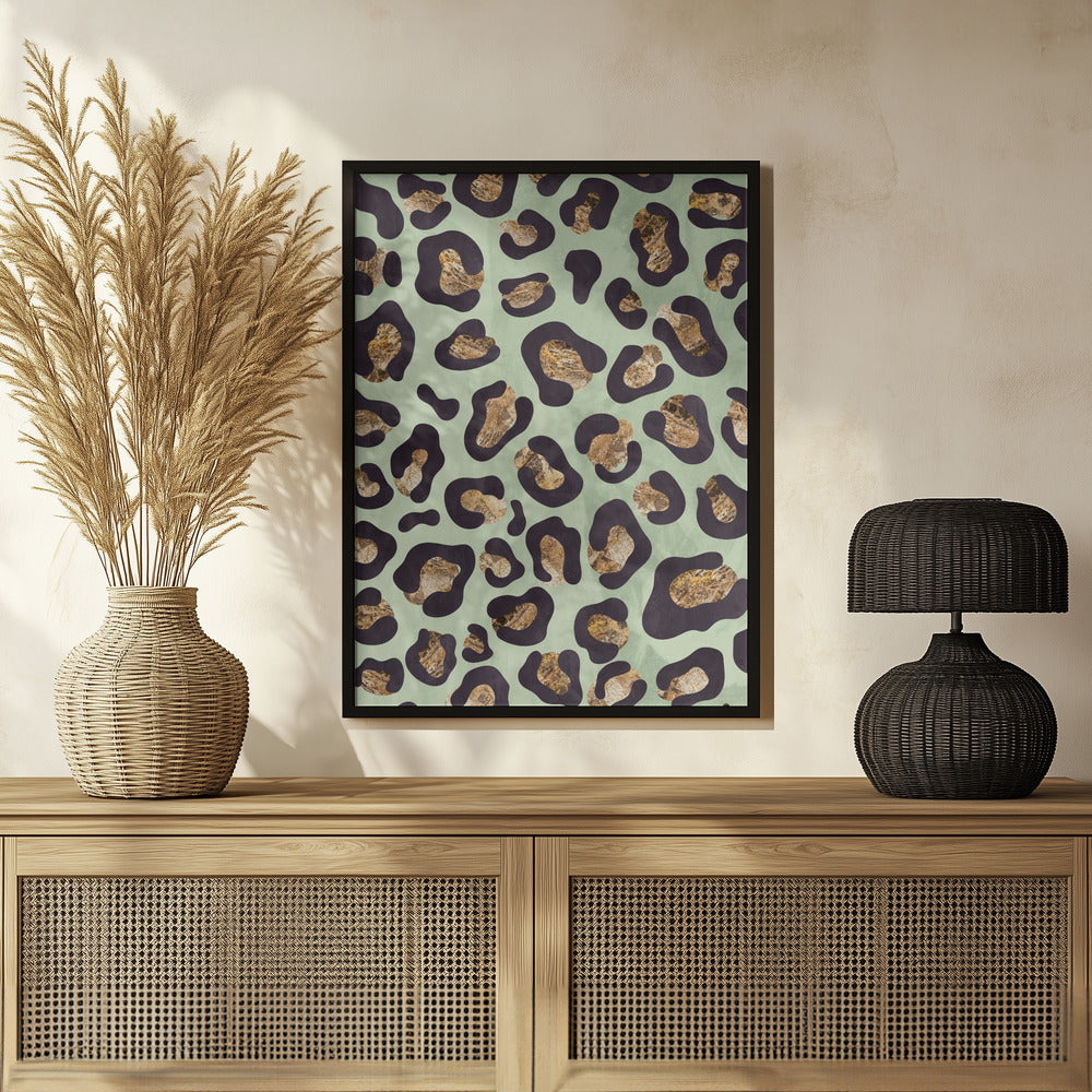 Gold leopard print green Poster