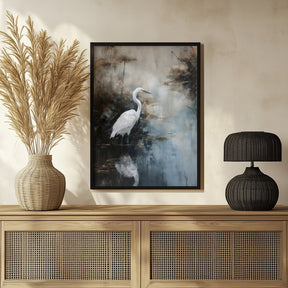 Egret in Lake Poster