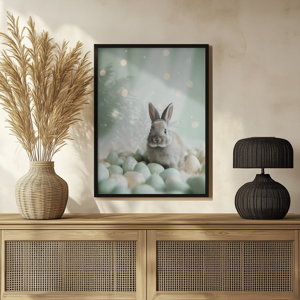 Bunny and Pastel Eggs Poster