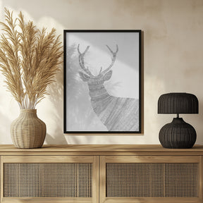 Stag Grey Poster