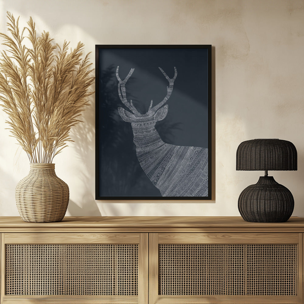 Stag Blue Poster