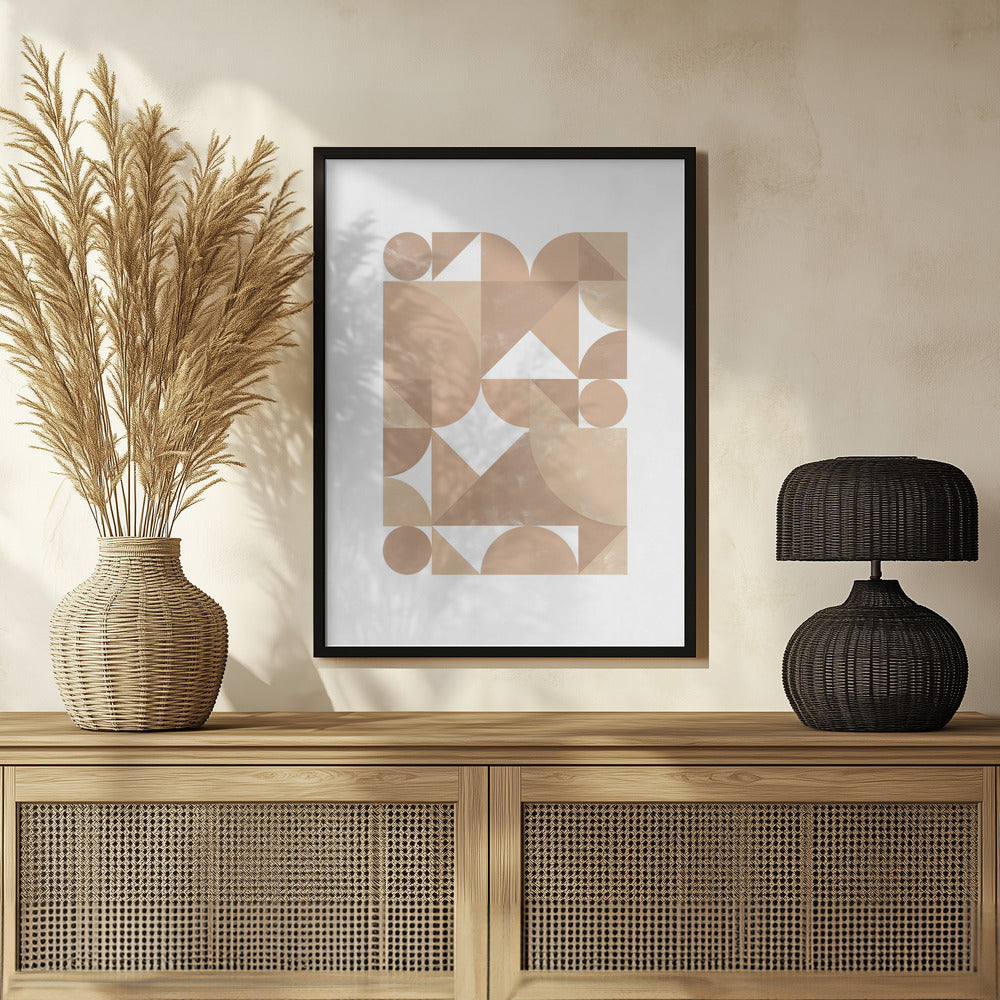 Beige Geometric Art Poster