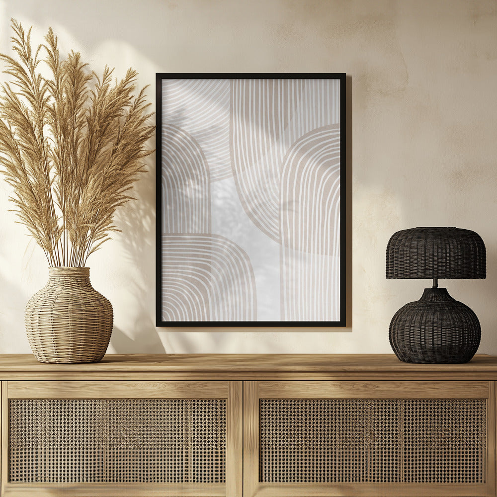 Abstract Beige Line Art Poster