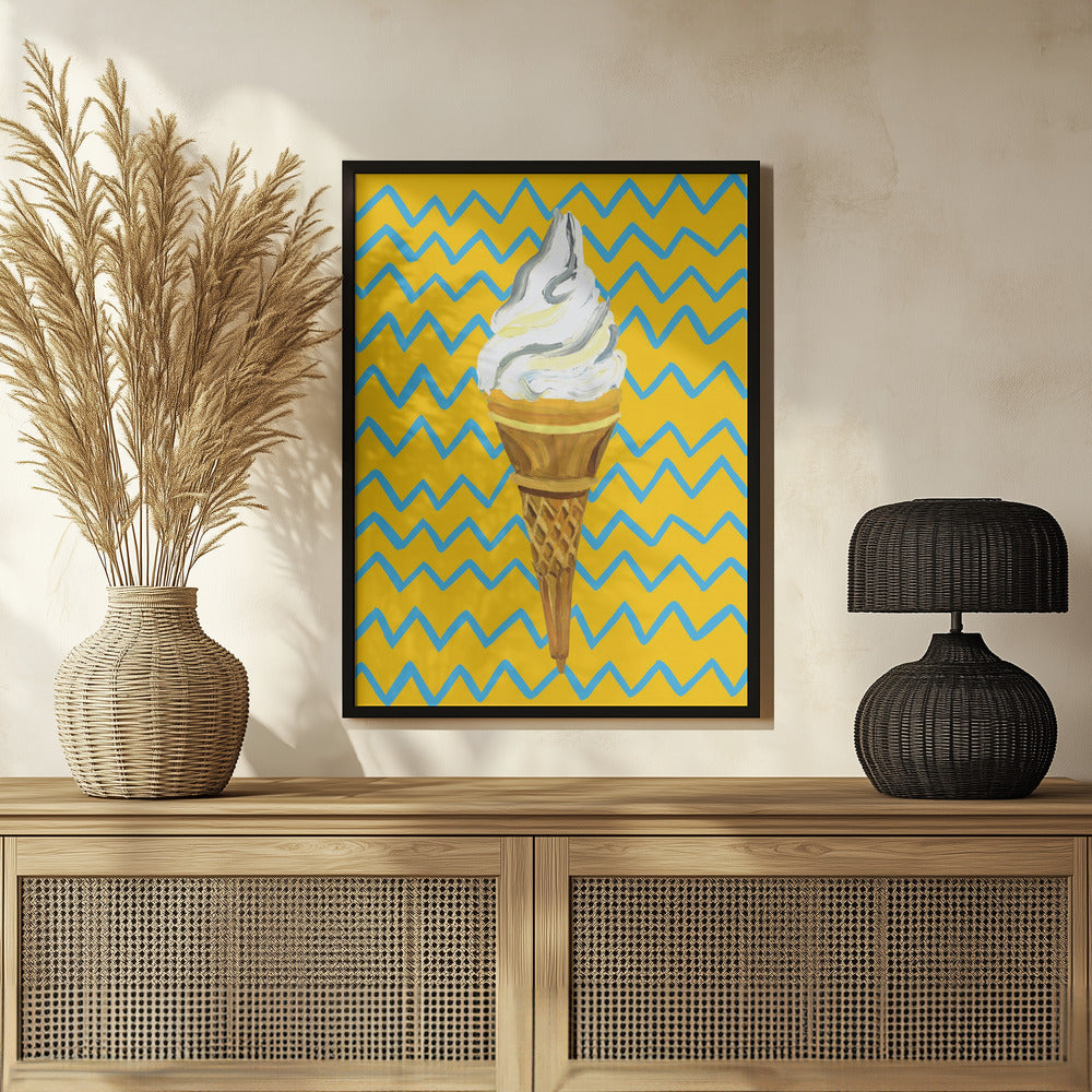 Ice Cream Yellow Zigzag Poster