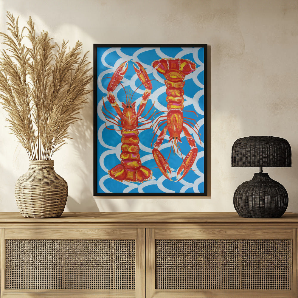 Langoustines On Blue Poster