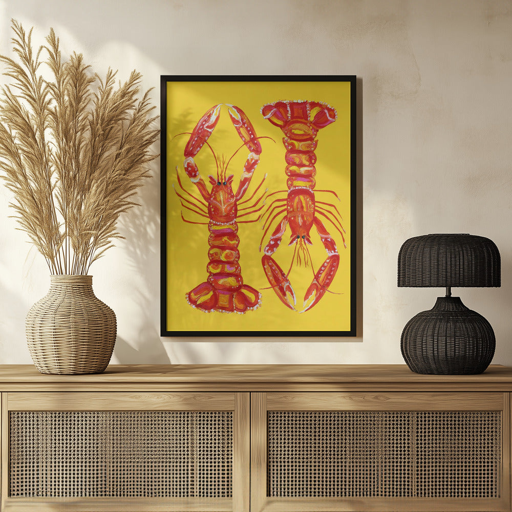 Langoustines On Yellow Poster