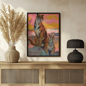 Tigers At Sunset Poster