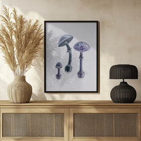 Amanita Muscaria  White Backgound Purple Poster