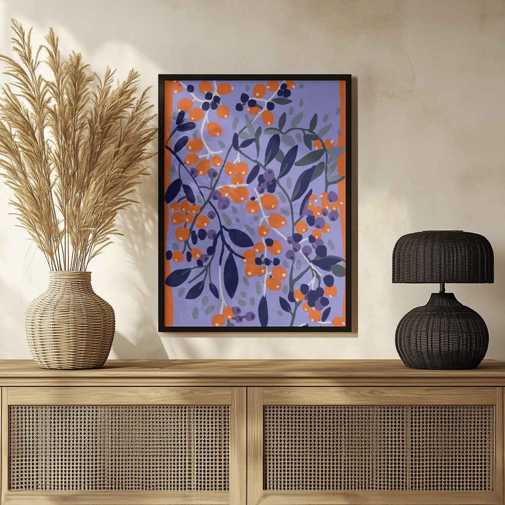 Blue And Orange Berries Poster