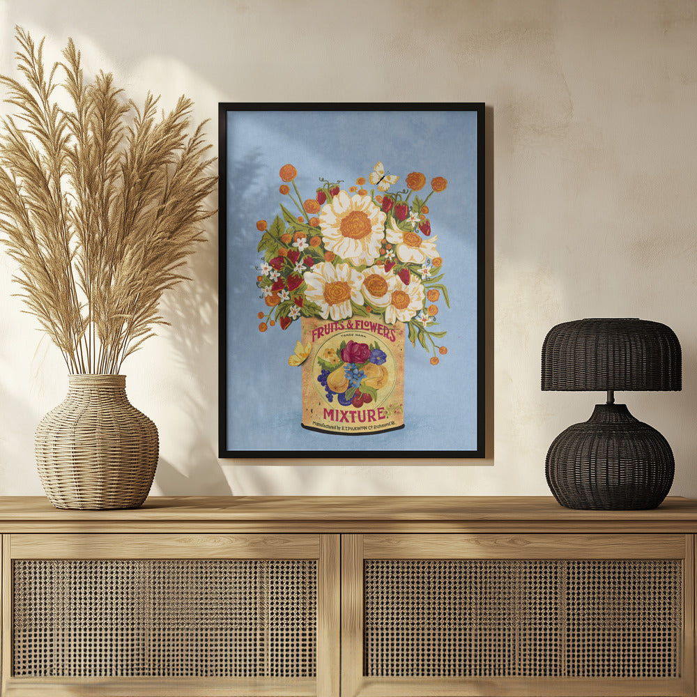 Flowers In a Vintage Tea Can Poster