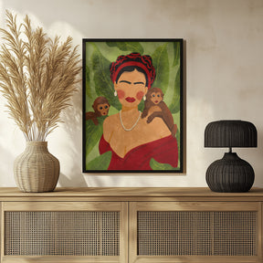 Frida and Monkeys Poster