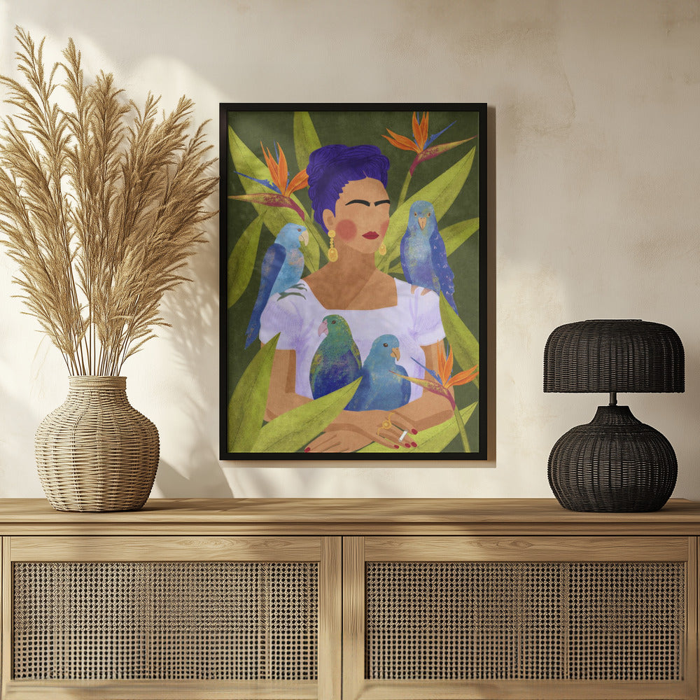 Frida and birds Poster