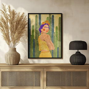 Frida and cacti Poster