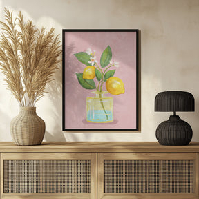 Lemon Bunch In Vase Poster