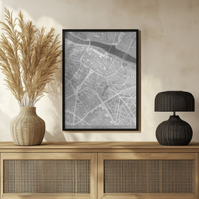 Map of Zaragoza downtown (Spain) in gray vintage style Poster