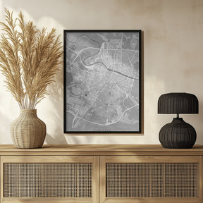 Map of Zaragoza (Spain) in gray vintage style Poster