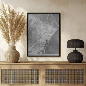 Map of Barcelona (Spain) in gray vintage style Poster