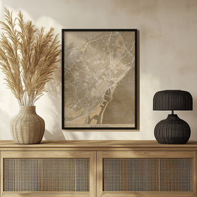 Map of Barcelona (Spain) in sepia vintage style Poster