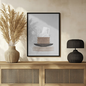 Dishes and vase in gray Poster