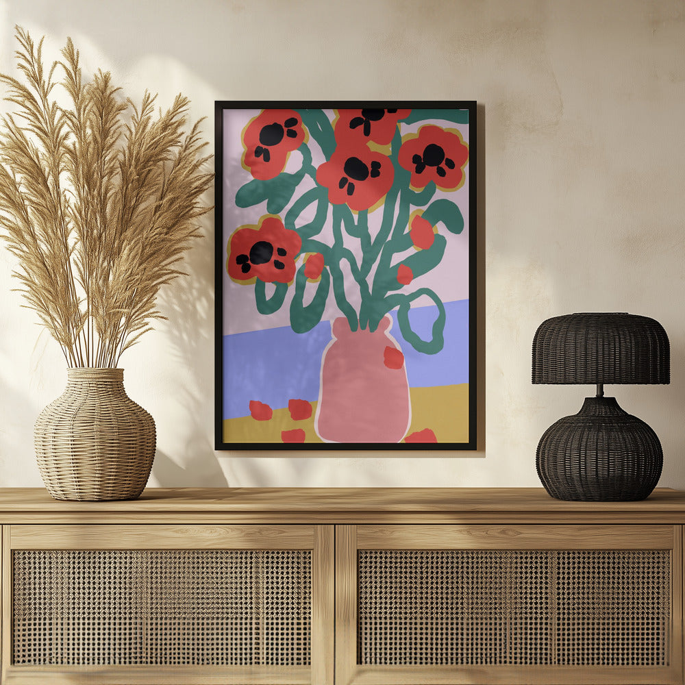 Poppy In Pink Vase Poster