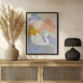 Swan In Lake Poster