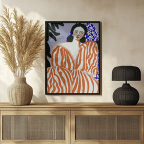 Woman In Striped Suit Poster