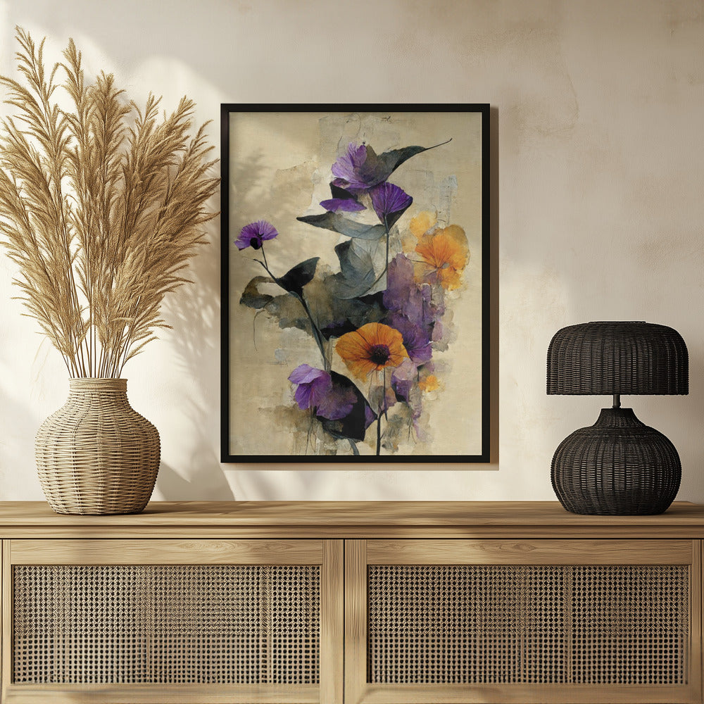 Purple Dry Flowers Poster