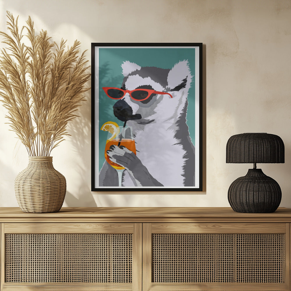 Jugdy Lemur with Drink Poster