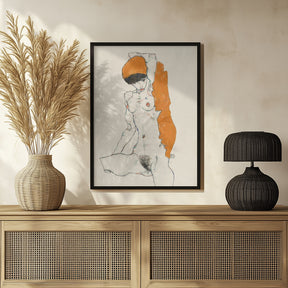 Standing Nude With Orange Drapery 1914 Poster