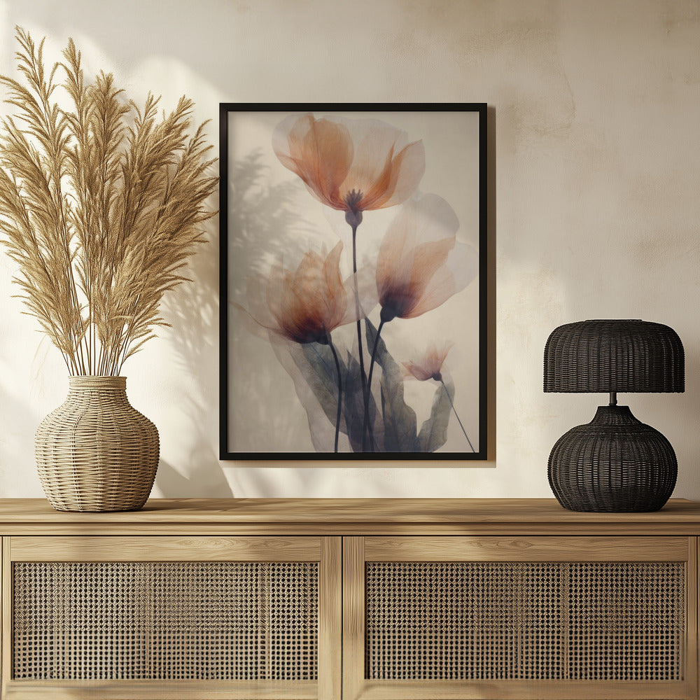 Parchment Flowers No 1 Poster