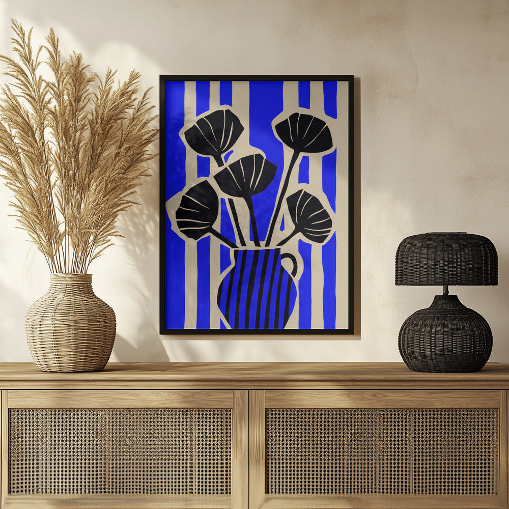 Striped Still Life Blue Poster