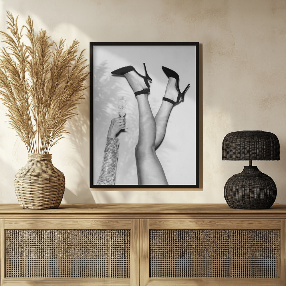 Champagne legs Black and White Poster