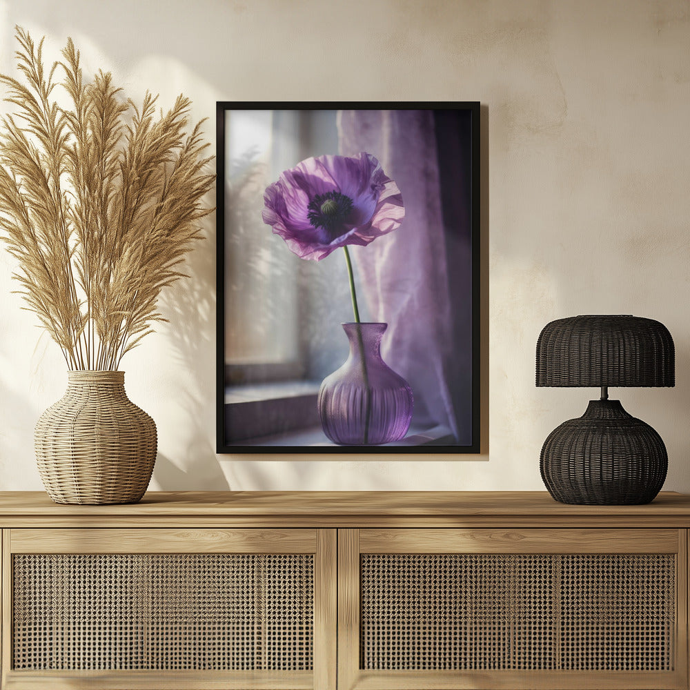 Purple Poppy In Vase Poster