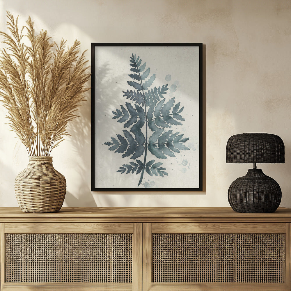 Teal watercolor fern 1 Poster