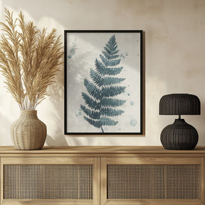 Teal watercolor fern 3 Poster